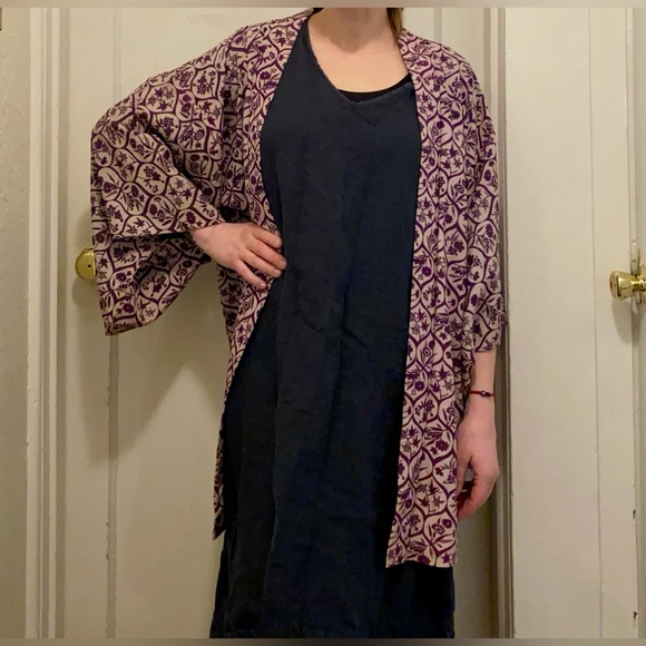 VGUC Beautiful Vintage Handmade Traditional Haori Jacket Kimono Floral Silk(?) - Picture 12 of 16